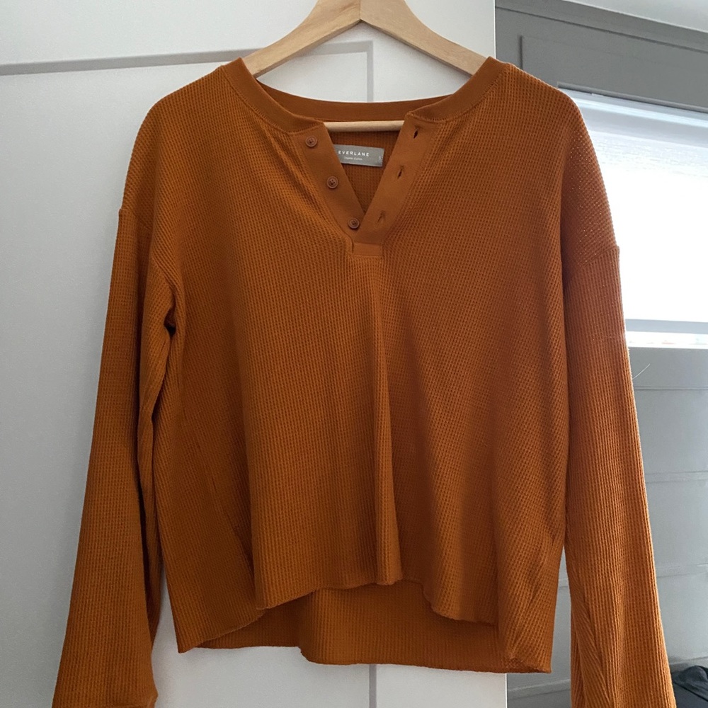 Everlane Organic Cotton Waffle Henley Sz Sm